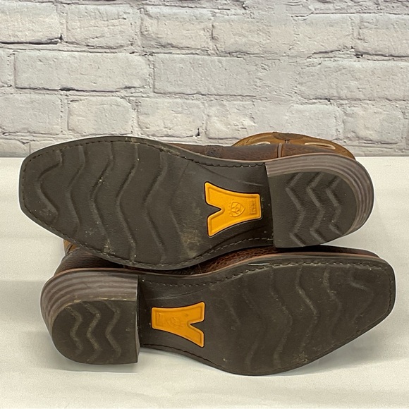 Ariat Heritage Boots Men's Size 10.5 EE Brown Two Tone Leather Cowboy Square Toe - Picture 9 of 10